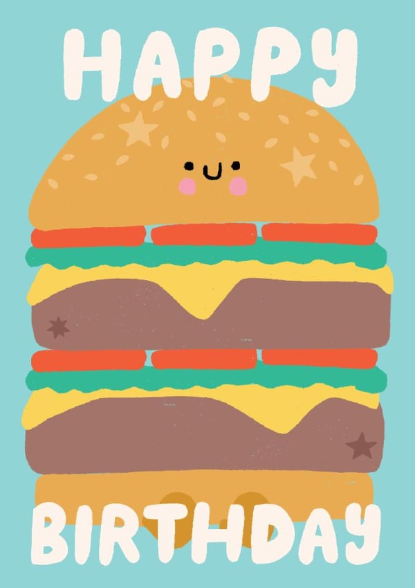 Cute Birthday Card - Smiley Burger created by by Rosie Banton