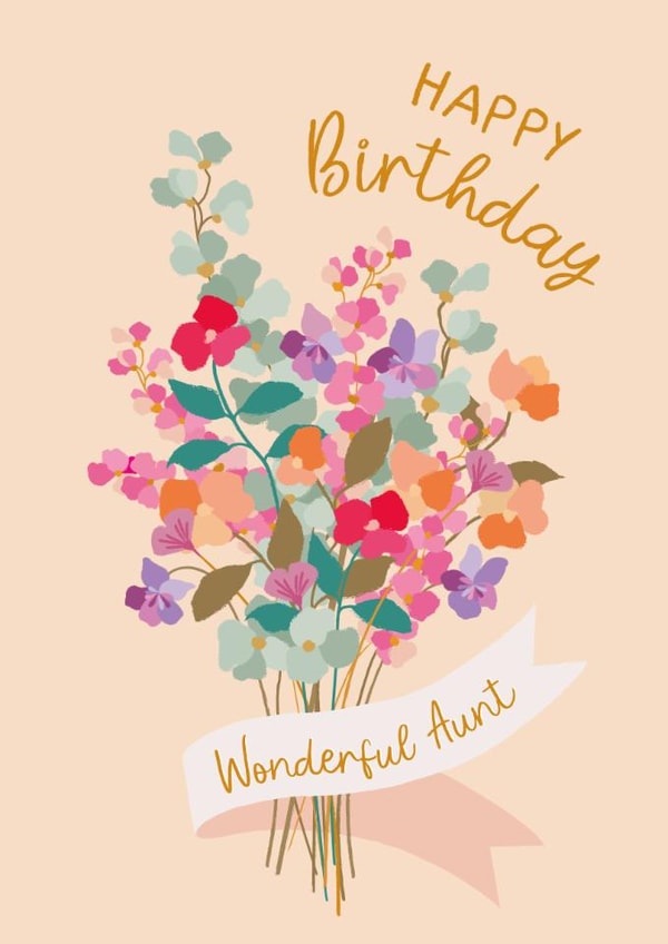 Pretty Birthday Card - Wonderful Aunt - Floral Posy created by The Pattern Press