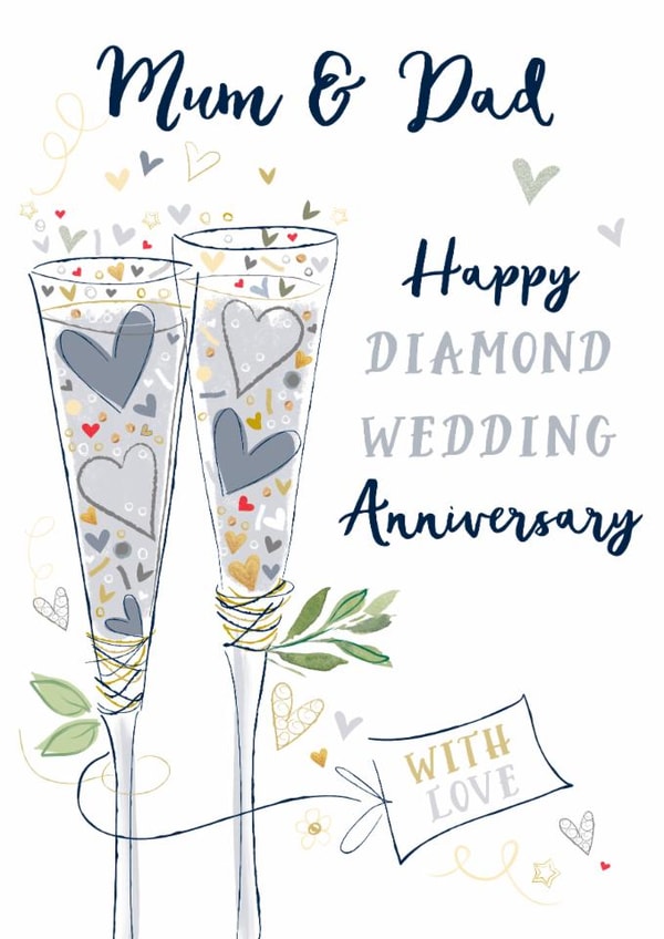 Traditional Anniversary Card - 60th - Mum And Dad - Diamond Wedding created by Katie Phythian Design