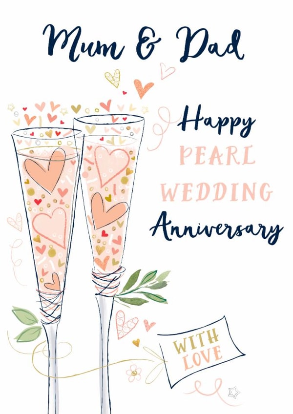 Traditional Anniversary Card - 30th - Pearl - Parents created by Katie Phythian Design