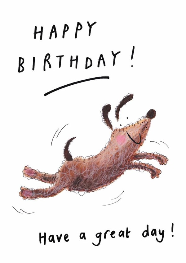 Cute Birthday Card - Fuzzy and cuddly Jumping Dog created by Sketchy Muma