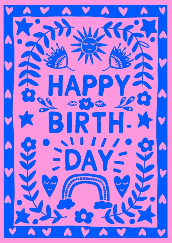 Arty Birthday Card - Flowers - Hearts created by Sarah Harding