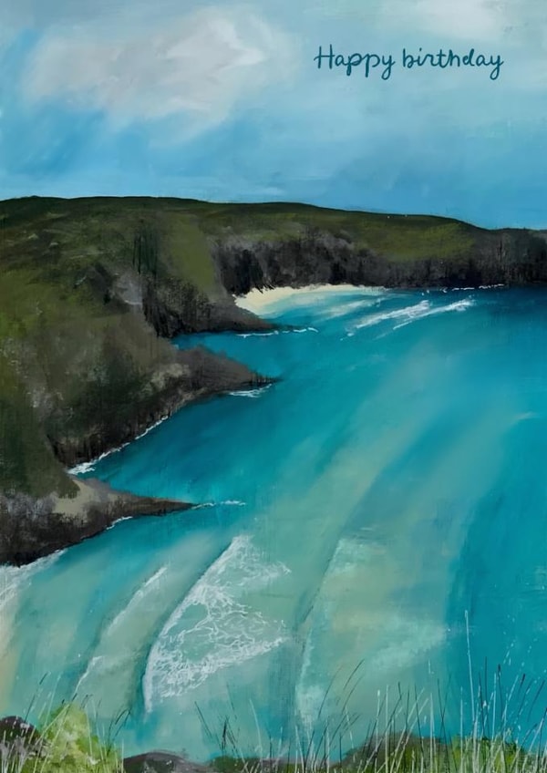 Arty Birthday Card - Cornish Coastal Landscape created by Heidi Clawson Art