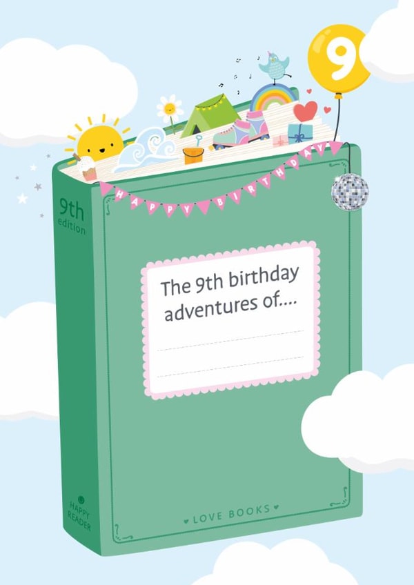 Cute Birthday Card - 9th - Adventure Book created by Macie Dot Doodles