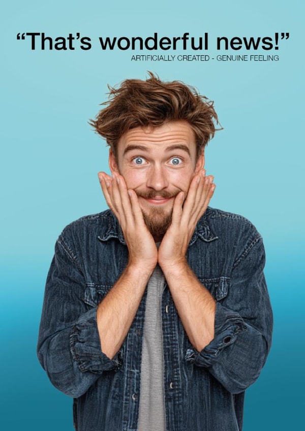 Good news card, new job. Funny /Smart / AI for friends and family created by Me Selfie Sufficient