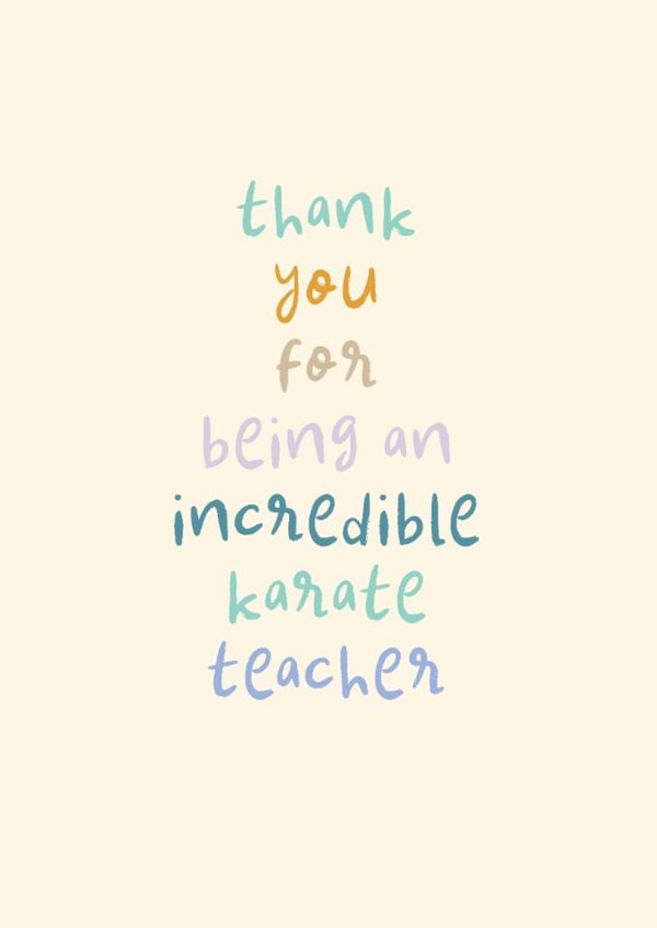 Classic Thank You Card - Karate Teacher - Incredible Karate Teacher created by Rebecca Prinn