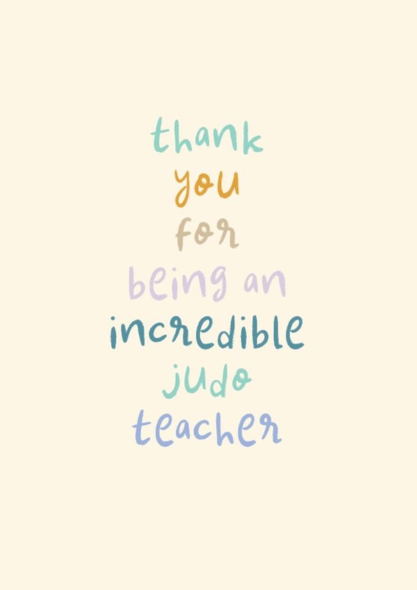 Classic Thank You Card - Incredible Judo Teacher - Hearts created by Rebecca Prinn