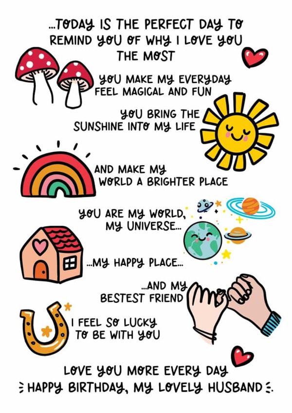 Cute Birthday Card - For Husband - Why I Love You The Most created by Lyndsay Moon