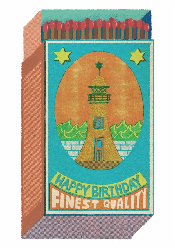 Arty Birthday Card - Match Box - Lighthouse created by OBJECTABLES