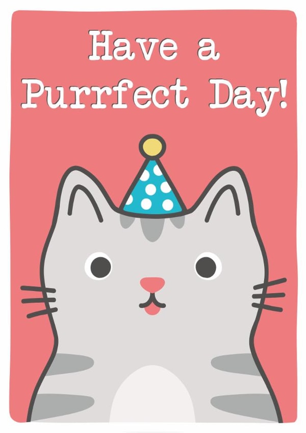 Funny Cat Birthday Card - Have a Purrfect Day! created by Knick Knack Crafts