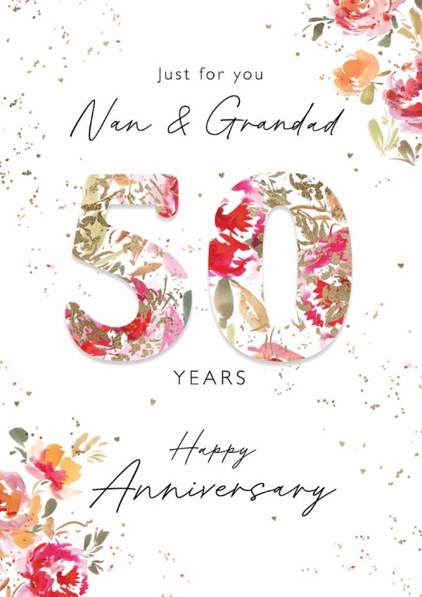 Classic Anniversary Card - Nan & Grandad - 50th Anniversary - Floral created by Rebecca Prinn