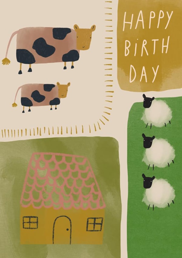 Cute Birthday Card - Farm Animals created by Fiona Fawcett