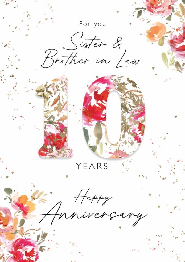 Classic Anniversary Card - Sister & Brother in Law - 10th Anniversary - Floral created by Rebecca Prinn
