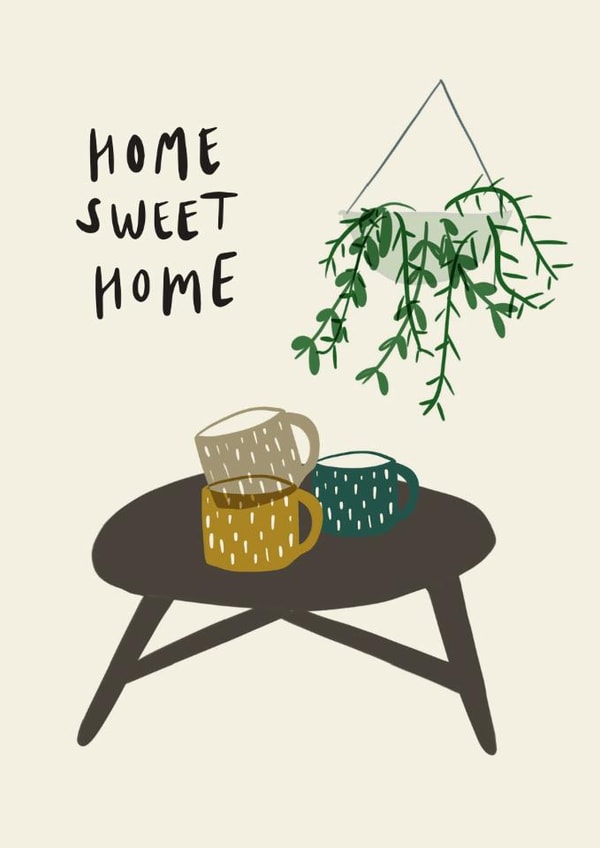 Classic new Home Card - Tea And Plants created by Fiona Fawcett