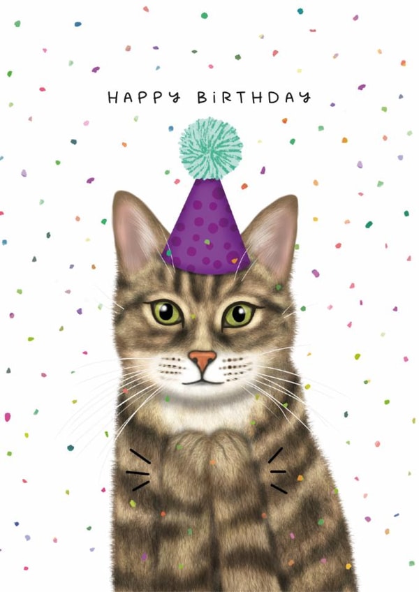 Cute Birthday Card - Tabby Cat created by badgerbee design