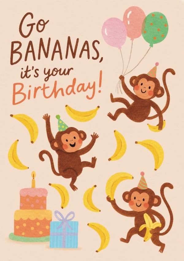 Cute Birthday Card - Go Bananas - Cheeky Monkeys created by Sydney Jo Designs