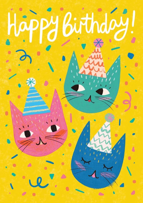 Cute Birthday Card - Party Cats created by Happy Wolf