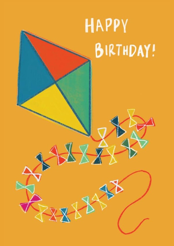 Cute Birthday Card - For Child - Flying Kite created by martha and hepsie ltd