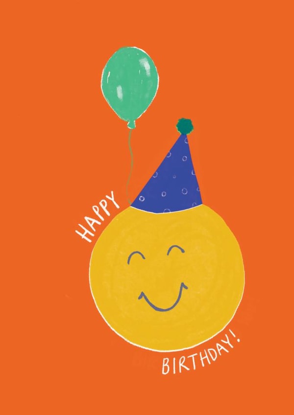 Cute Birthday Card - Smiley Face - Emoji - Balloon created by martha and hepsie ltd