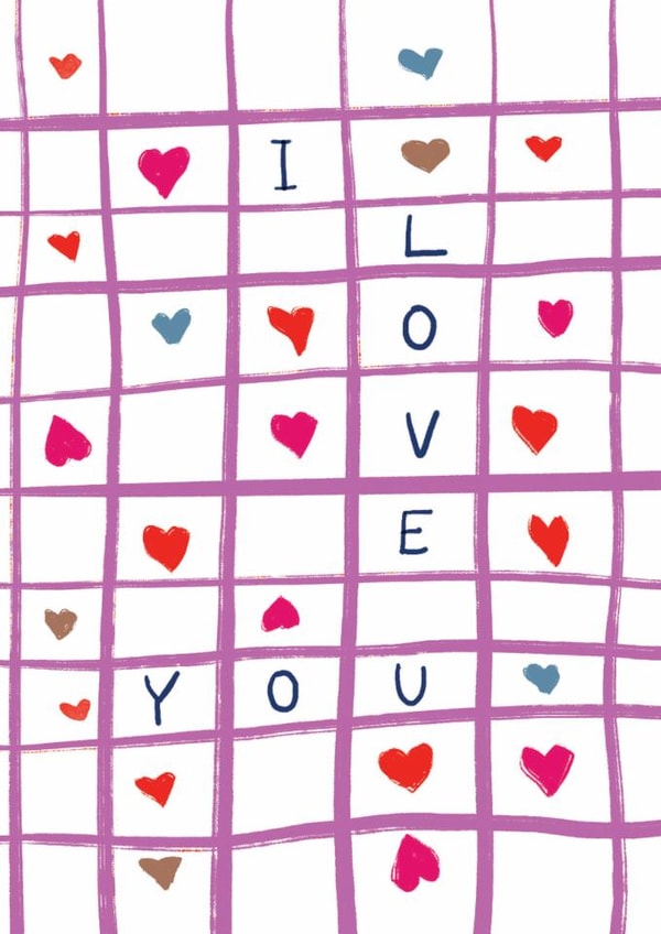 Modern Anniversary/Valentine's Day Card - I Love You - Hearts created by martha and hepsie ltd