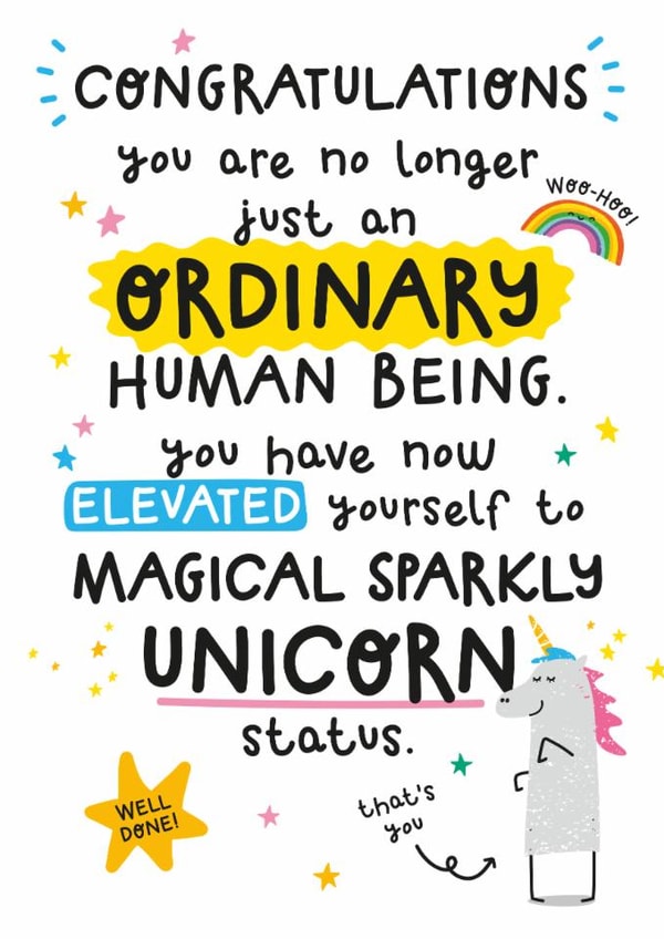 Cute Congratulations Card - Well Done - Magical Sparkly Unicorn Status created by Twisted Haggis