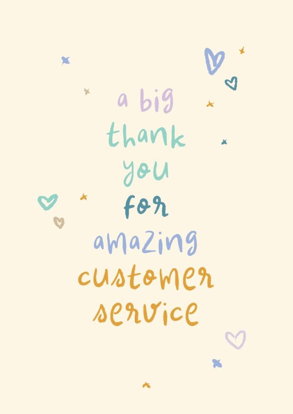 Classic Thank You Card - A Big Thank You For Amazing Customer Service - Hearts created by Rebecca Prinn