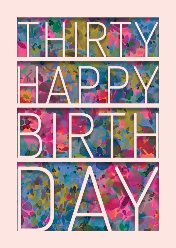 Classic Birthday Card - 30 - For Her - Typography and Text created by Rebecca Prinn