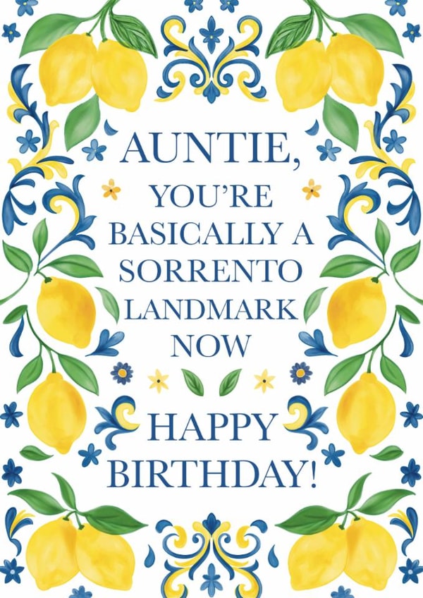 Cheeky Birthday Card - For Auntie - Sorrento Landmark created by Choo Choo 