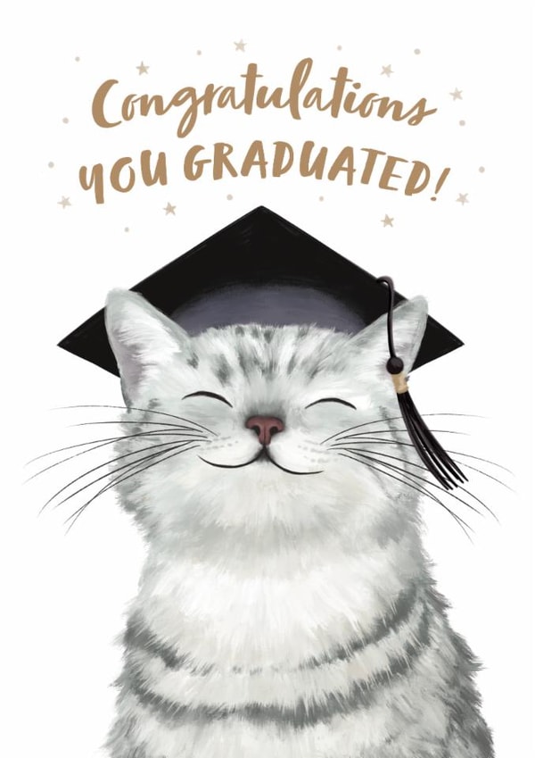 Cute Graduation Card - Cat - Congratulations created by Debbie Daley Illustrations