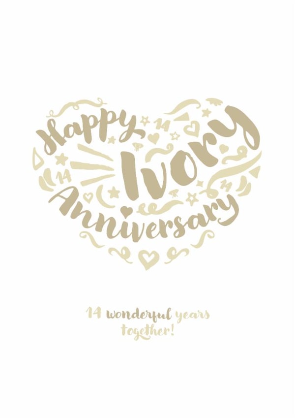 Classic Anniversary Card - 14th - Ivory created by Fatchair Print