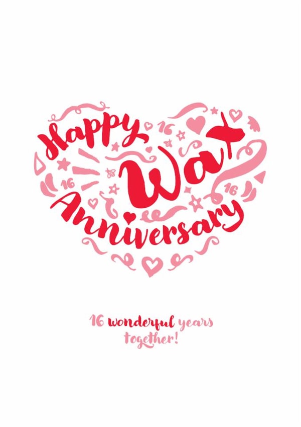 Classic Anniversary Card - 16th - Wax created by Fatchair Print