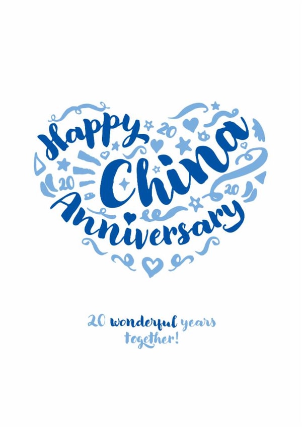 Classic Anniversary Card - 20th - China created by Fatchair Print