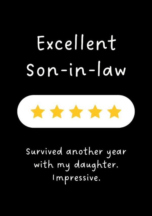 Funny Birthday Card - For Son-In-Law - Five Stars created by Sundiva Designs
