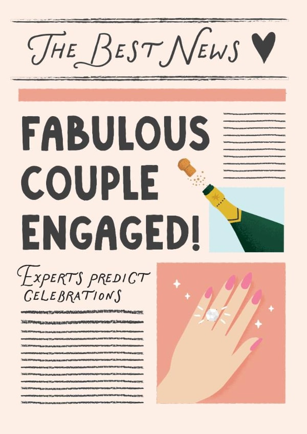 Classic Engagement Card - Newspaper - Fabulous Couple Engaged created by Studio Mads