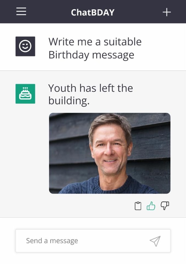 Funny Birthday Card - ChatGPT - Youth Has Left The Building created by Evie Garnett Designs