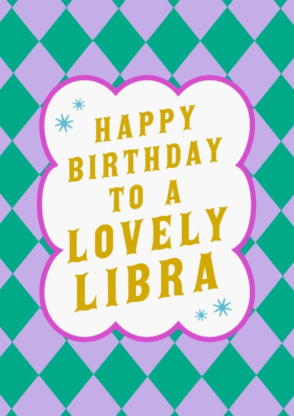 Classic Birthday Card - Lovely Libra - Star Sign created by Violet and Alfie
