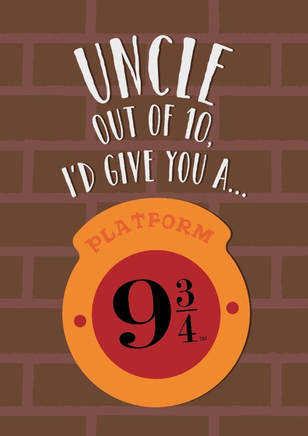 Fun Birthday Card - For Uncle - Platform 9 3/4 Hogwarts Express - Harry Potter created by Cardology