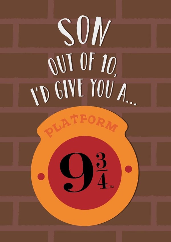 Fun Birthday Card - For Son - Platform 9 3/4 - Hogwarts Express - Harry Potter created by Cardology