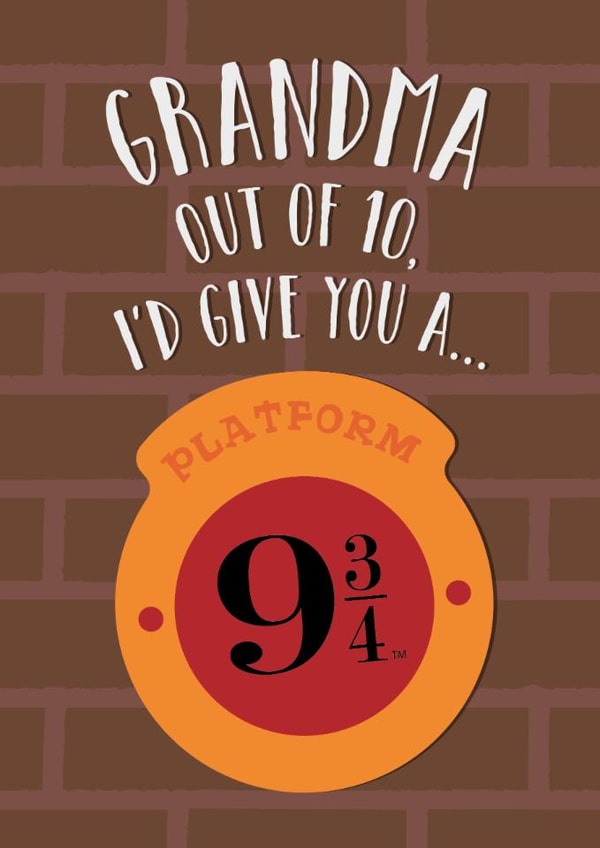 Fun Birthday Card - For Grandma - Platform 9 3/4 - Harry Potter - Hogwarts created by Cardology