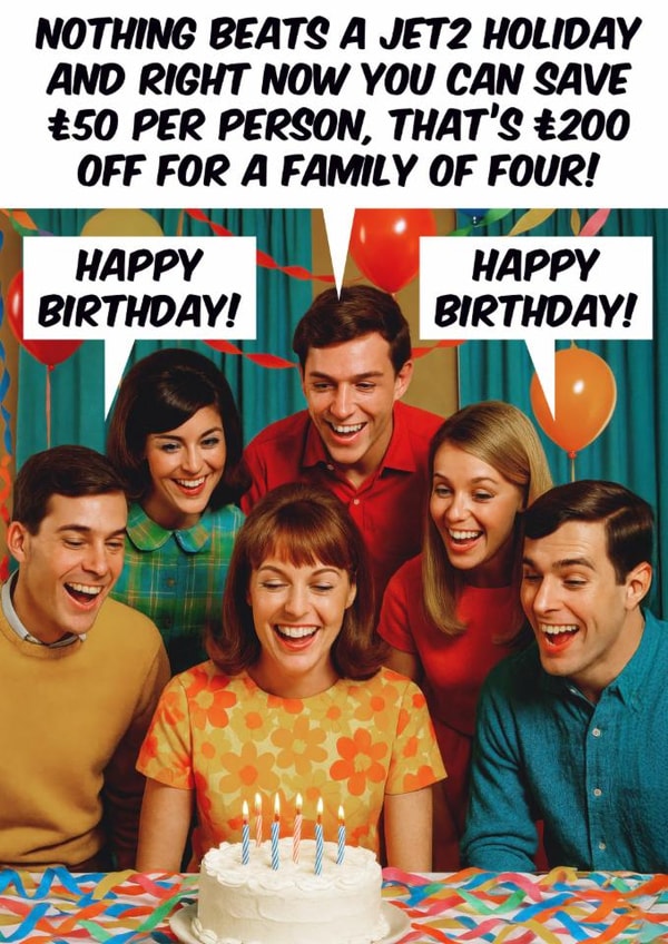 Funny Birthday Card - Jet2 Holiday created by Dean Morris Cards