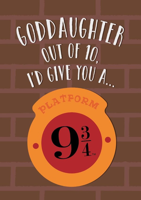 Fun Birthday Card - For Goddaughter - Platform 9 3/4 - Hogwarts - Harry Potter created by Cardology