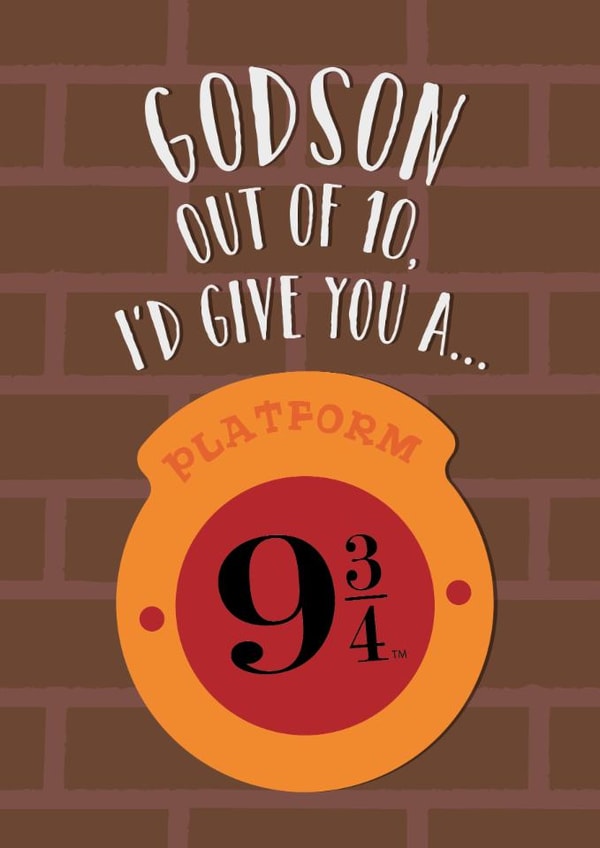 Fun Birthday Card - For Godson - Platform 9 3/4 - Hogwarts - Harry Potter created by Cardology
