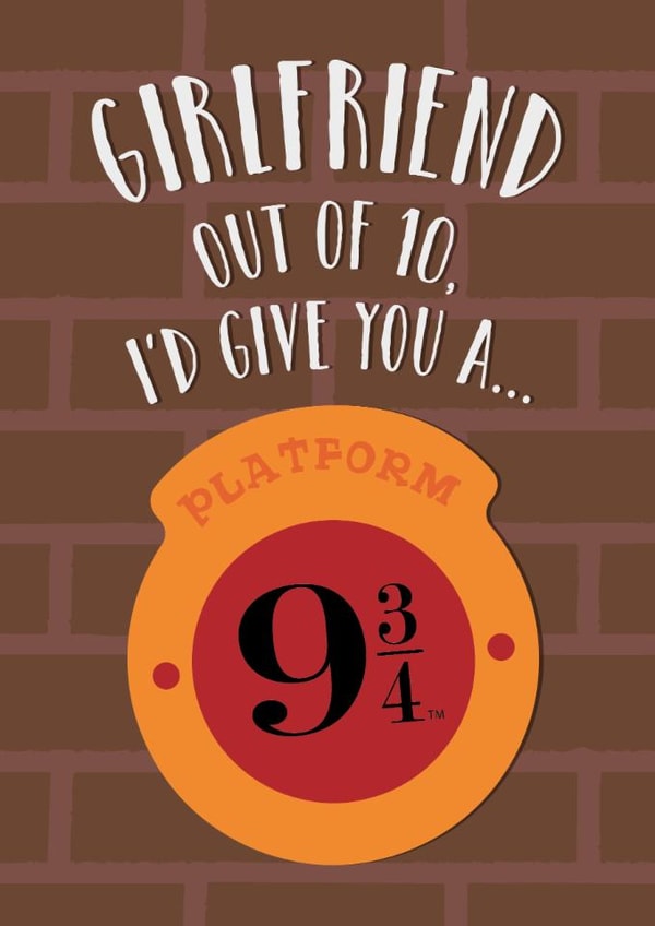 Fun Birthday/Valentines/Anniversary - Girlfriend - Platform 9 3/4 - Harry Potter created by Cardology
