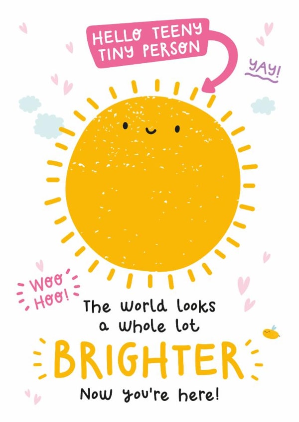 Cute New Baby Card - For Baby Girl - Sunshine created by Twisted Haggis