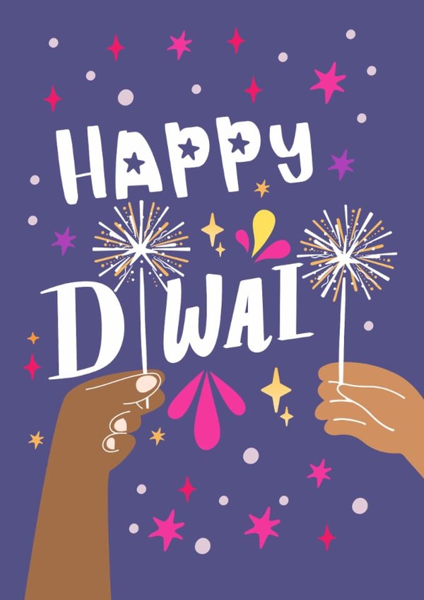 Cute Diwali Card - Sparklers created by original fox designs
