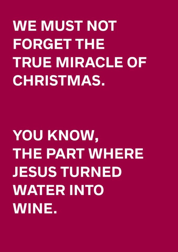Funny Christmas Card - Water Into Wine created by original fox designs