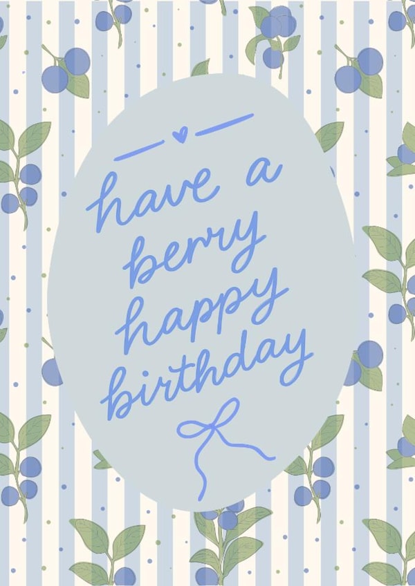 Pretty Birthday Card - Have a Berry Happy Birthday - Blueberries created by April Gonzalez
