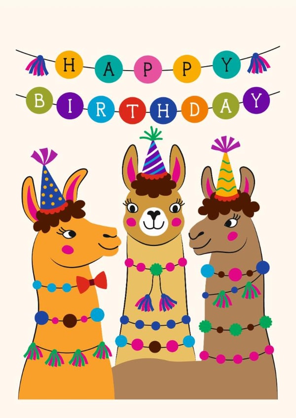 Cute Birthday Card - Party Llamas created by Irini Herzog