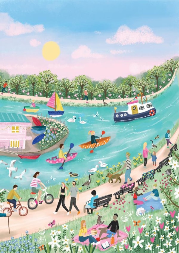 Pretty Birthday Card - River Walks - Flowers created by Lara Waghorn