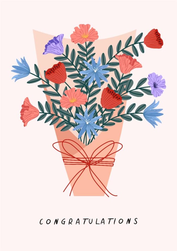 Pretty Congratulations/Engagement Card - Flowers - Bouquet Of Wildflowers created by Sad Girl Illustration